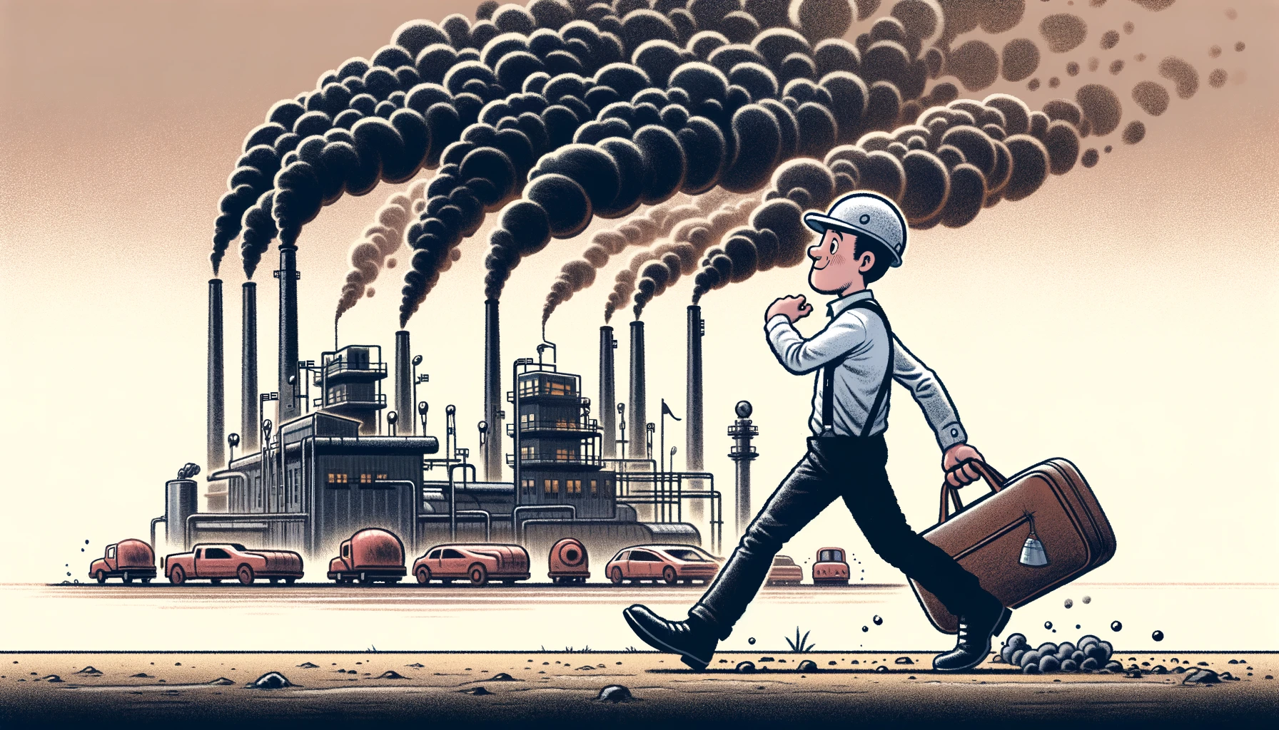 Worker quitting a job in oil and gas