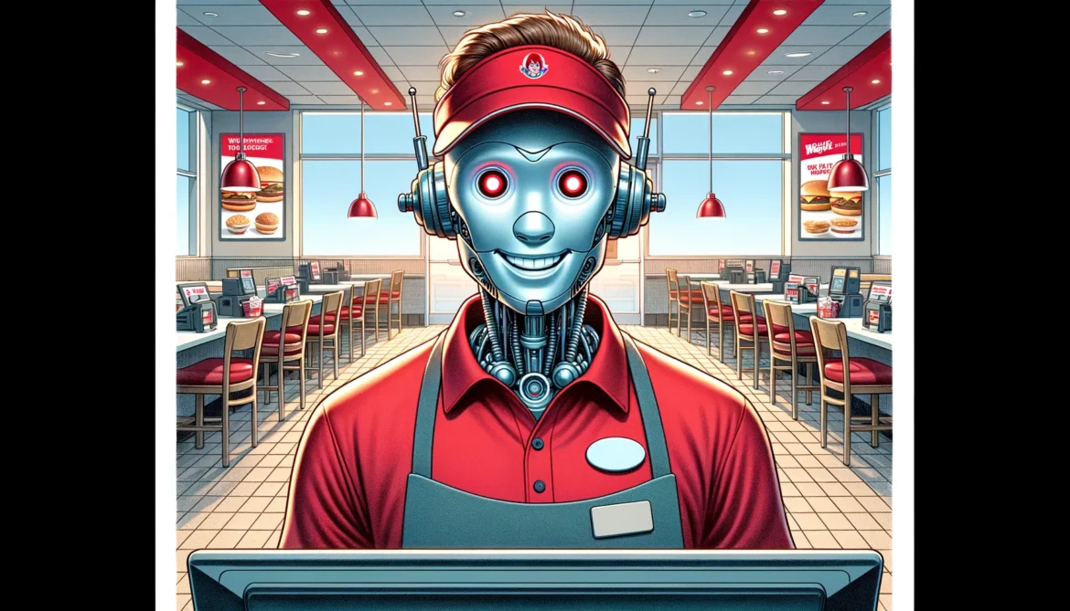 Robot working at a fast food restaurant.