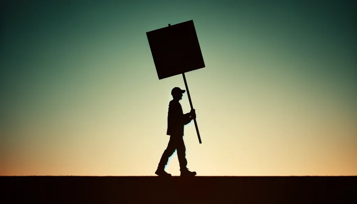 Worker on strike