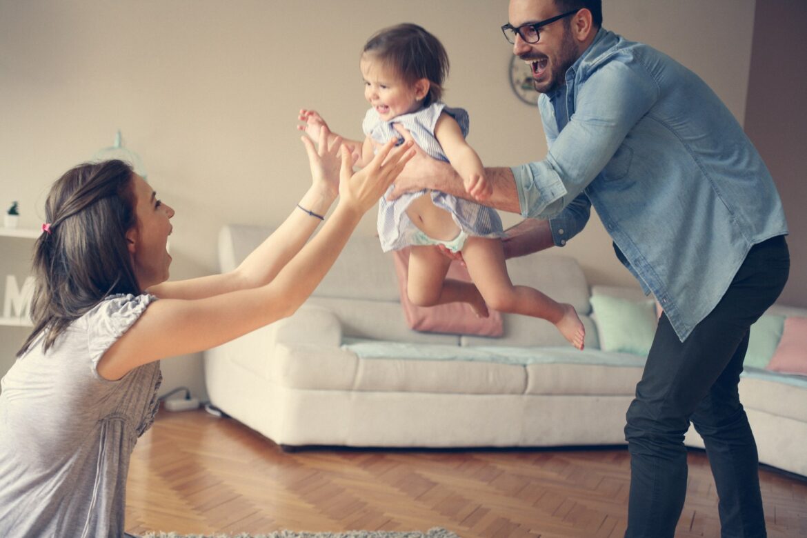 Mother, father, and child