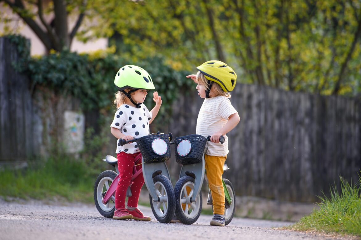 Kids riding bicycles