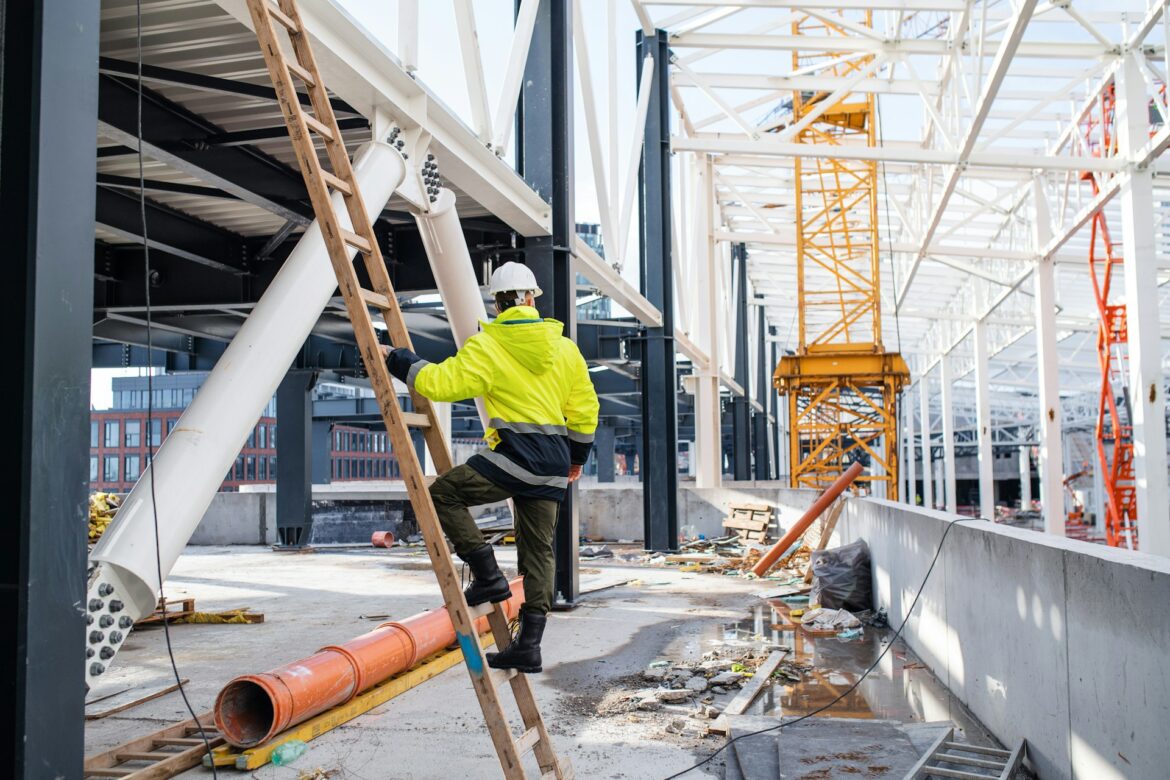 Worker on a ladder