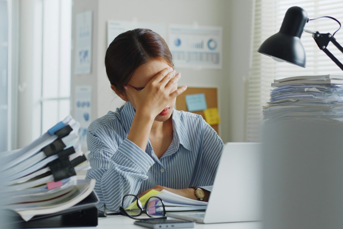 Frustrated stressed worker