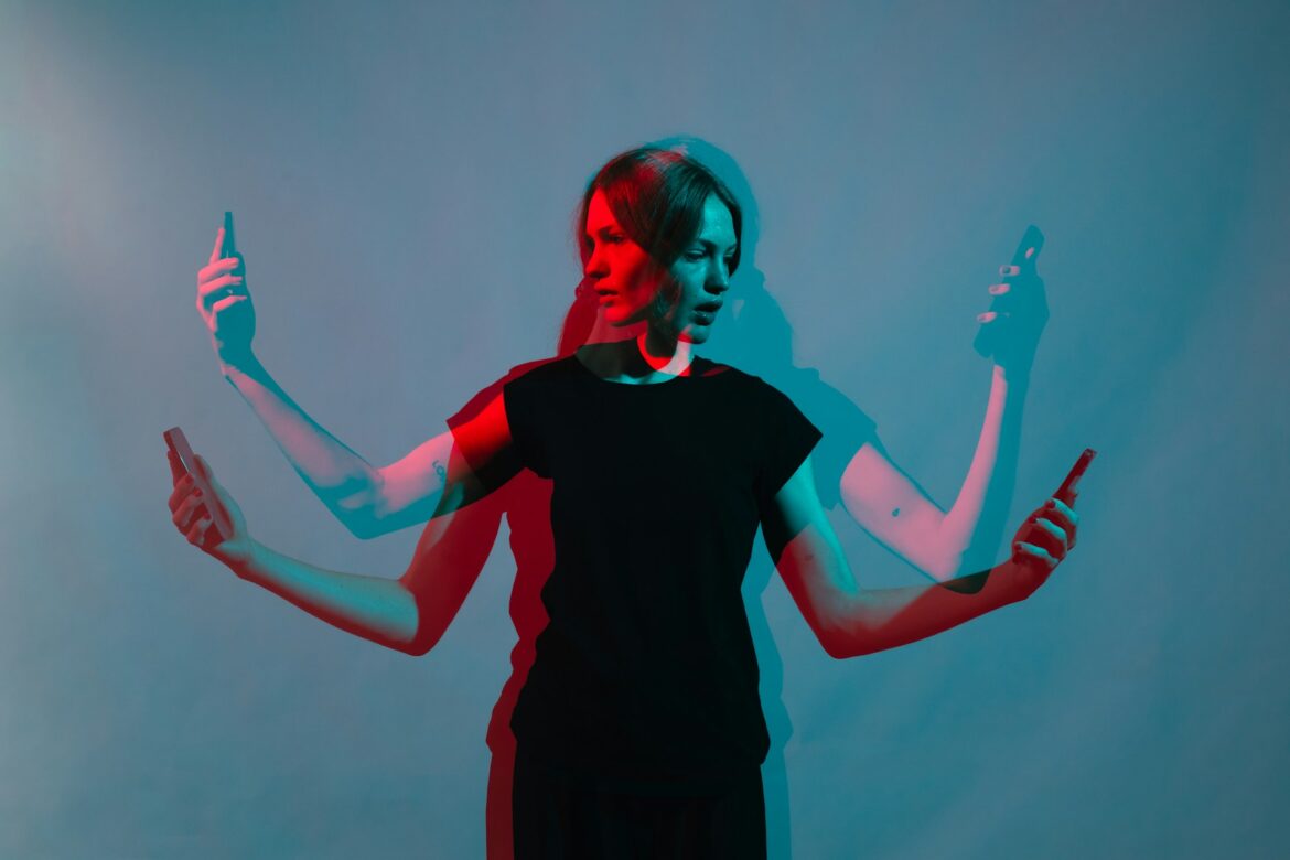 Woman holding a smartphone