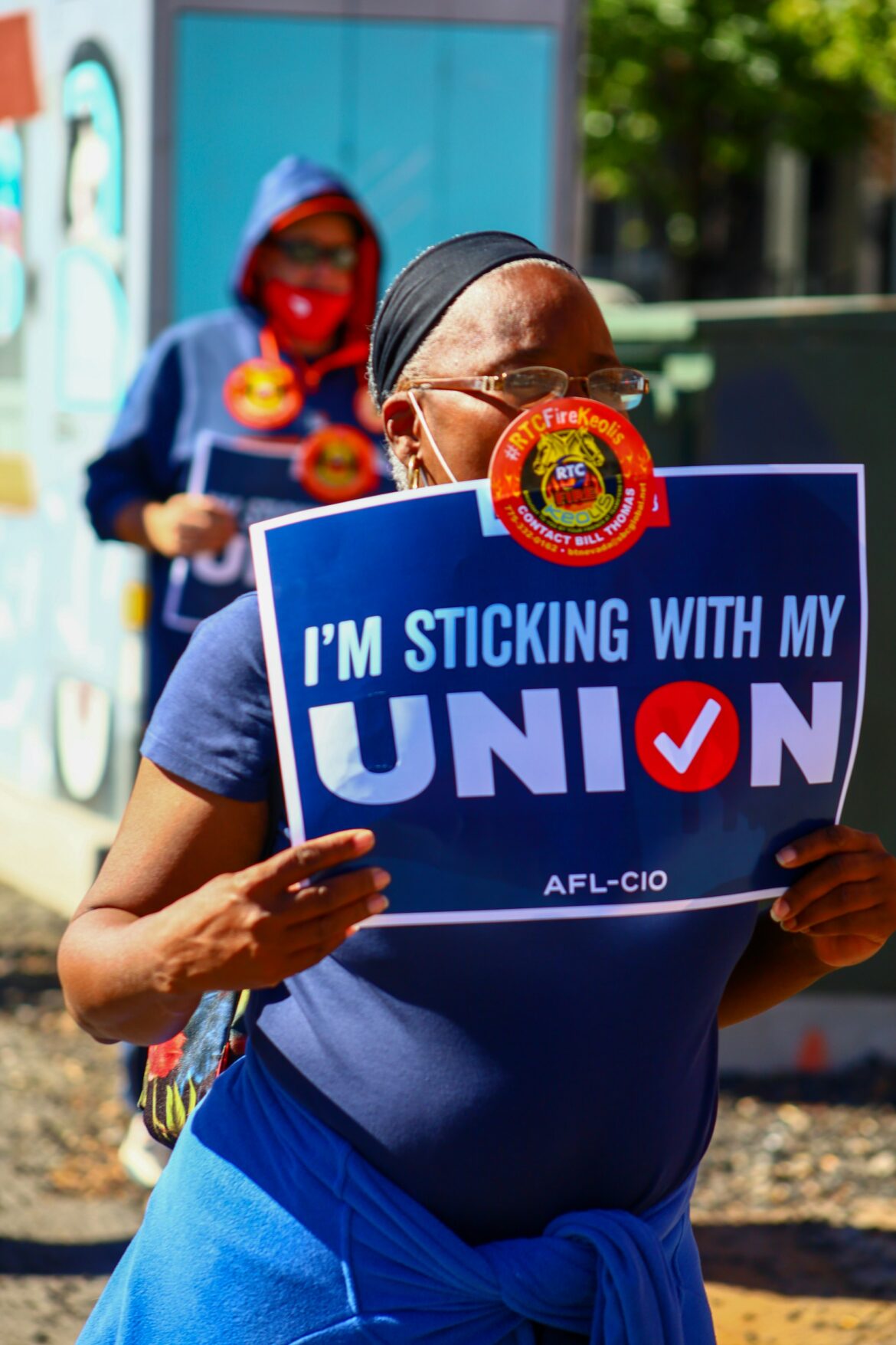 Worker on strike