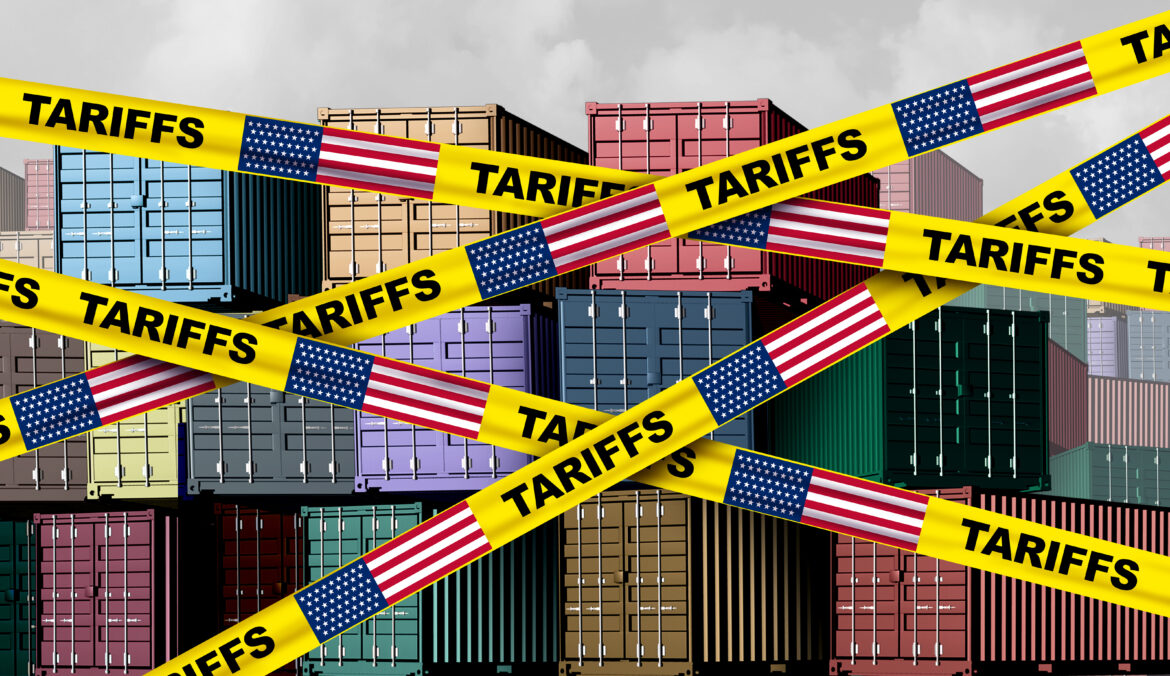 American tariffs and US government taxation or punative tariff trade war policy or duties imposed on imports and exports by a government on imported or exported goods as Protectionism