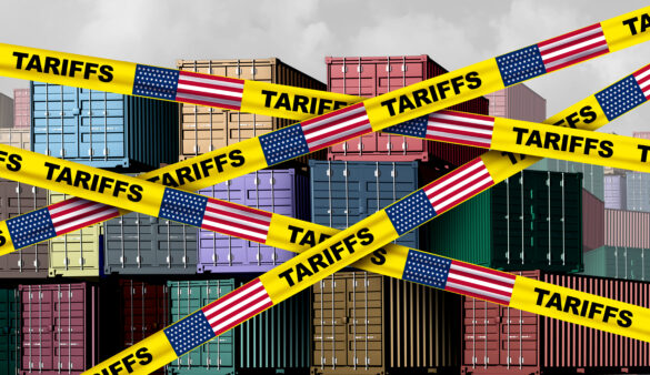 American tariffs and US government taxation or punative tariff trade war policy or duties imposed on imports and exports by a government on imported or exported goods as Protectionism