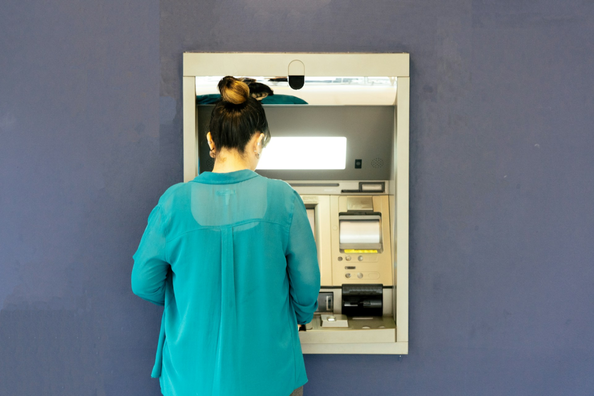 Woman at an ATM