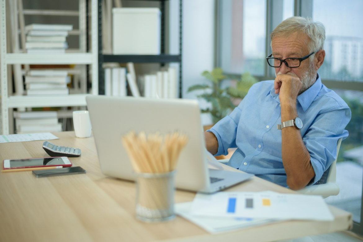 Senior worker in an office